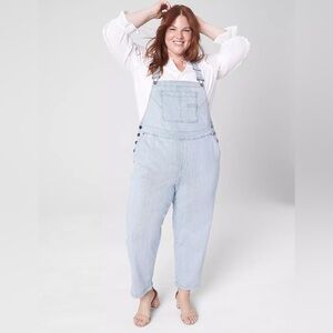 Denim Straight Leg Overalls - Rail Stripe